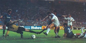 24 aprile 1985, Real Madrid-Inter 3-0, Santillana segna il primo gol