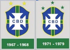 Stemmi della CBD. Già in occasione del tour europeo del 1967 la nazionale brasiliana aveva messo due stelle sullo stemma per ricordare le allora due vittorie mondiali